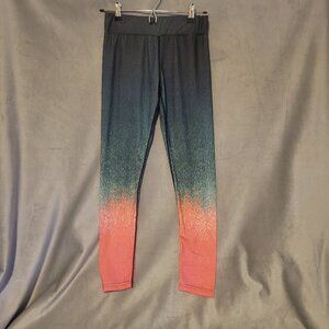 Ombré Geometric Ankle Leggings Women Black Green Coral Stretch Colorful